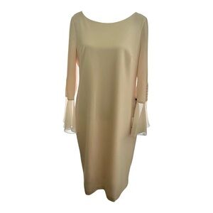 Calvin Klein Pink Pastel Shift Dress with Sheer Bell Cuffs